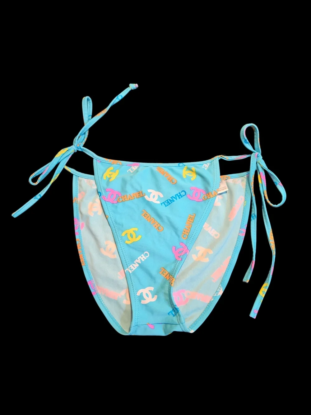 Chanel Turquoise Logo Bikini Bottoms